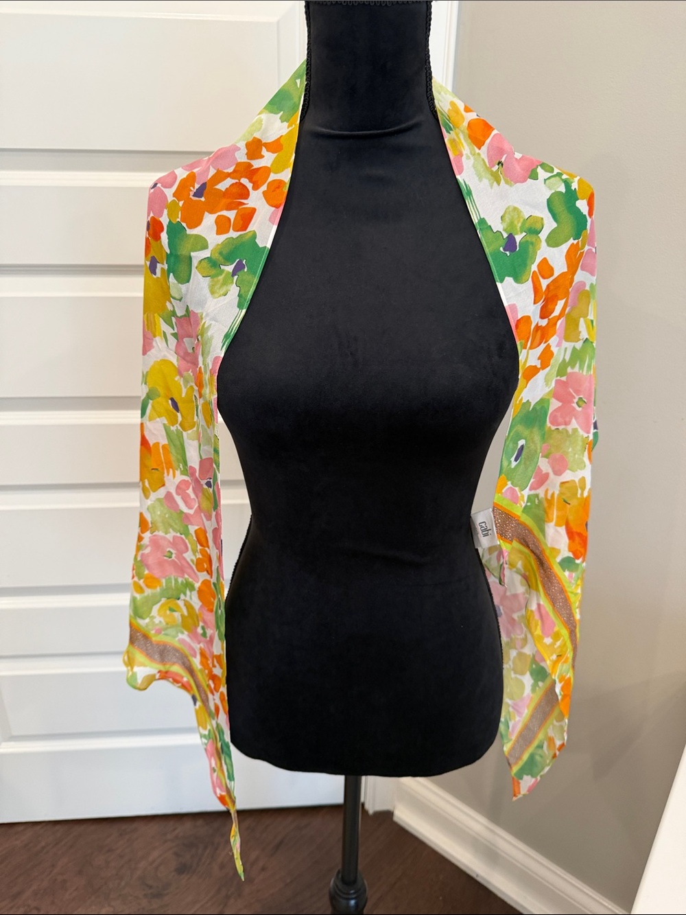 CAbi Floral Multicolor Lightweight Scarf - Pink, Orange, Green, Yellow